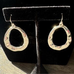 Large Teardrop Hoop Silver Tone Earrings
